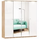 Шкаф четырехстворчатый с двумя зеркалами Фиджи 008 Дуб Золотой Антрацит_7