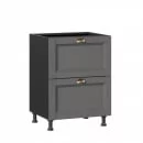 Тумба кухонная 600 с 2 ящиками ЛЮКС (4) Амели-3 ЛД 299.900.000.065 Белый Оникс серый_11