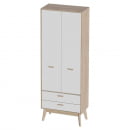 Шкаф 2 дв 2 ящика Калгари 12 Дуб натуральный светлый-белый матовый_0