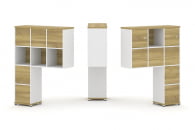 Надставка на стол высокая двухсторонняя + задняя стенка (8 шт.) + блок с 1-м ящиком (2 шт.) + распашной фасад (2 шт.) CONCEPT CN.DNV-007 Дуб Винченцо Белый бриллиант Белый металл_13