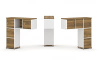 Надставка на стол низкая односторонняя + задняя стенка (5шт.) + блок с 2-мя ящиками (2шт.) + распашной фасад (2 шт.) CONCEPT CN.ONN-004 Сандал Янтарный  Белый бриллиант Белый металл_22