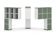 Надставка на стол высокая односторонняя + задняя стенка (8 шт.) + блок с 2-мя ящиками (1 шт.) + блок с 1-м ящиком (1 шт.) CONCEPT CN.ONV-007 Кобо Белый бриллиант Белый металл_32