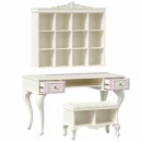 Стол письменный с полкой навесной и банкеткой Маркиза 04 Алебастр Шампань_2