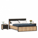 Кровать двуспальная 1600 с подъемным механизмом с тумбами Техно 07 Дуб Крафт белый Серый шифер_1