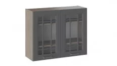 Шкаф навесной со стеклом Одри В_72-90_2ДРс Дуб Сонома трюфель/Серый шелк_9