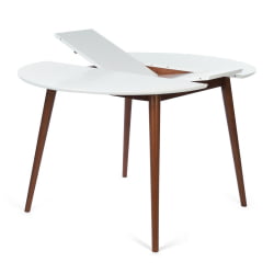 Круглый стол BOSCO (Боско) основание бук, столешница мдф, 100*75*100+30см, Белый + Коричневый