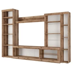 Стенка Бастон Дуб делано/Черный глянец