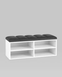 Обувница Хольст 2 белая велюр Темно-серый