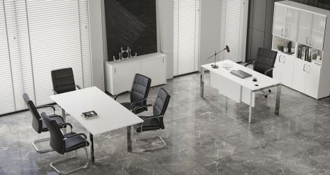 Стол рабочий руководителя на П-образном м/к ONIX DIRECT LUX M-O.MP-SRR-5.8 Белый бриллиант