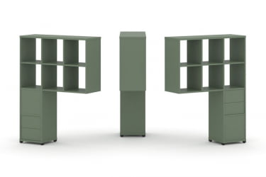 Надставка на стол высокая двухсторонняя + задняя стенка (2 шт.) + блок с 2-мя ящиками (2 шт.) CONCEPT CN.DNV-008 Кобо Черный металл