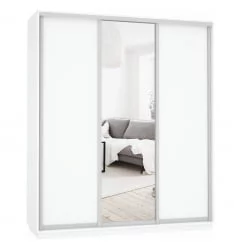 Белый шкаф-купе с зеркалом Экспресс Медиум-1 1800х2200х Белый снег / 1800х2200h