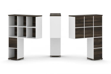 Надставка на стол высокая односторонняя + задняя стенка (8 шт.) + блок с 2-мя ящиками (1 шт.) CONCEPT CN.ONV-002 Дуб Мали Белый бриллиант Белый металл