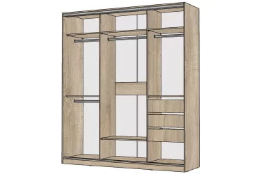 Шкаф-купе 3-х дверный Виктория 2000х584х2300, Дуб сонома светлый 20ДЛЗЛДЗДЛЗЛ-ЯШШШ-Дсс 310-2830