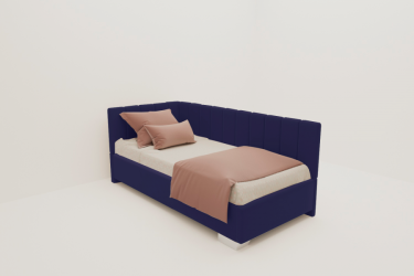 ДЕТСКАЯ МЯГКАЯ ИНТЕРЬЕРНАЯ КРОВАТЬ ТЕРРА С ПОДЪЕМНЫМ МЕХАНИЗМОМ (BERHOUSE) Цвет фасада: Синий; Материал фасада: Металл/Велюр; Спальное место: 900х2000 мм