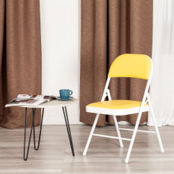Складной стул FOLDER (mod. 3022G) каркас: металл, сиденье/спинка: экокожа, 46.5 х 47.5 х 79 см, yellow (желтый) / white (белый)