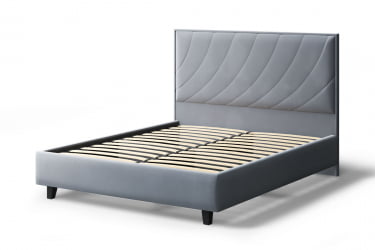 Кровать СОФИЯ 2000*1200мм (на опорах), велюр NEO 25 (серый), (б/основания, б/матраса)