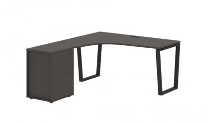 Стол эргономичный с тумбой левый EDIS EVCET 1518 L Мокко Черный