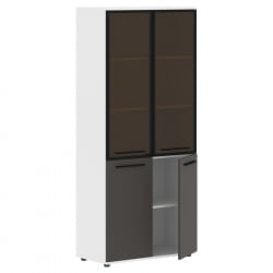 Шкаф комбинированный  с дверьми в металлической раме ЕДИС ЕХCС 85.7 Мокко Черный Белый / EDIS EHCS