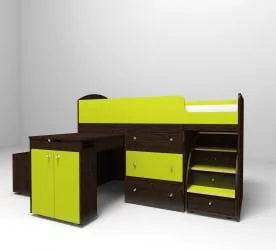 Кровать чердак Малыш Венге/Лайм