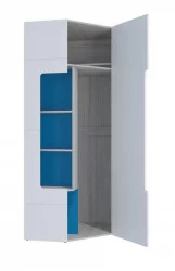 Угловой шкаф Палермо Юниор 08 Белый глянец Ясень шимо светлый Синий
