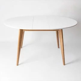 Круглый раздвижной стол Орион Plus 100x100 Морилка Дуб натуральный Эмаль белая