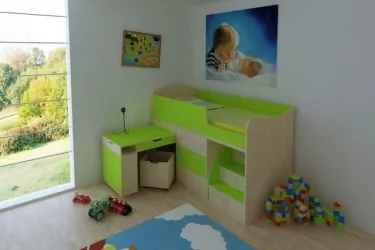 Кровать чердак Малыш Дуб/Лайм