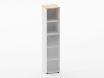 Шкаф 4 узкий  2 полки открытые и 1 стеклянная дверь Дека 10.19.16Пр Туя/Белый / Deka