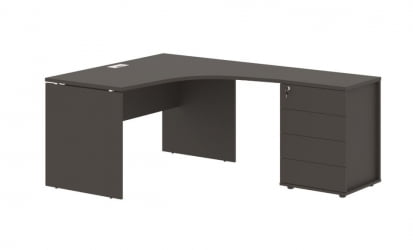 Стол эргономичный с тумбой правый EDIS EDCET 1318 R Мокко Белый