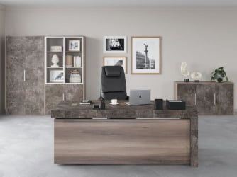 Шкаф высокий 4 створки, с нишей B-TONE BTN36153542 Вяз Бетон темный