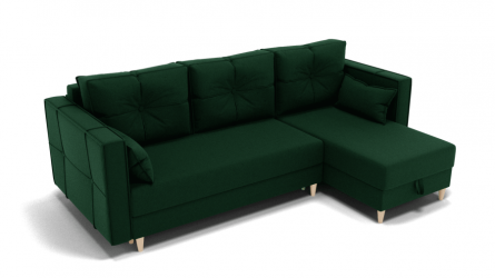 Диван Консул-2 ППУ угол левый/правый (ЗР) Цвет фасада: Зеленый; Тип: Левый/правый; Материал фасада: Металл/Велюр