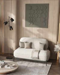 Диван Стоун ткань букле Молочный