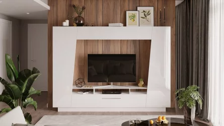 Стенка для гостиной Твист Белый глянец