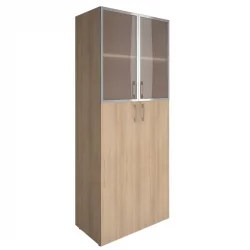 Шкаф книжный со стеклом в раме без топа YALTA LT-ST 1.7R Снежная Патина