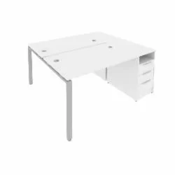 Рабочая станция с опорной тумбой Метал Сйстем Б.РС-СТП-2.2 Белый/Серый / Metal System