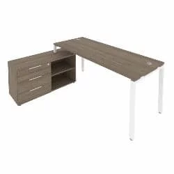 Рабочая станция на П-образном м/к с опорной тумбой левая Metal System БП.РС-СТС-2.5 Л Вяз/Белый