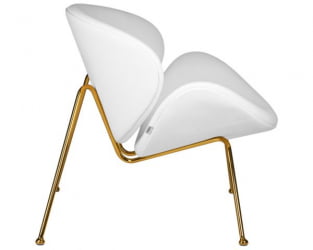 Кресло дизайнерское DOBRIN EMILY (белый винил YP17, золотое основание) 2 шт