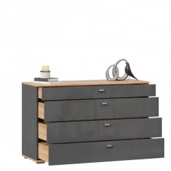 Комод 1200 с 4 ящиками и зеркалом Фиджи 011 Дуб Золотой Антрацит