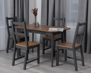 Обеденный стол Соната Люкс/ Sonata Lux table, 120х75х73 см массив сосны, антик /графит, 120х75х73 см