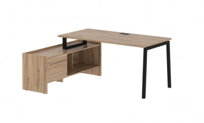 Стол с тумбой ЕДИС ЕЛCТ 17814 Дуб Денвер светлый Черный / EDIS ELCT