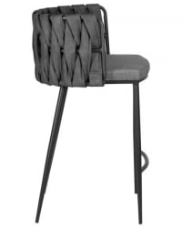 Стул барный ДОБРИН АМЕЛИА (серая ткань (Ф-48), темно-серый винтажный ПУ (МФ-12)) 4 шт / DOBRIN AMELIA (F-48), PU (MF-12))