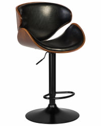 Стул барный DOBRIN KARTER BLACK (коричевый орех дерево (BWW), черный PU)