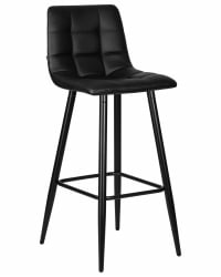 Стул барный DOBRIN NICOLE (черные матовые ножки, черная экокожа (P-01))