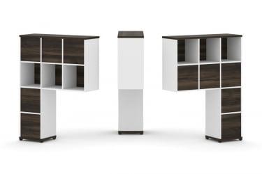 Надставка на стол высокая двухсторонняя + задняя стенка (8 шт.) + блок с 2-мя ящиками (2 шт.) CONCEPT CN.DNV-006 Дуб Мали Белый бриллиант Черный металл