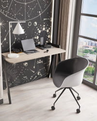 Кресло офисное LIBRA пластик белый экокожа черная на колесиках