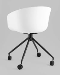 Кресло офисное LIBRA пластик белый экокожа черная на колесиках