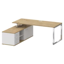 Стол руководителя с опорной греденцией , левый SHIFT SK.SRG-200 (L) Тиквуд Светлый/Белый Бриллиант