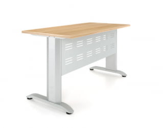 Парта двухместная Де Гласси А перфорированный экран ЛДСП Дуб молочный/ Металл Серый