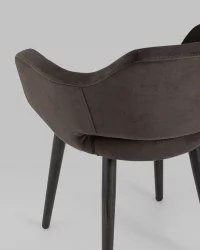 Стул с подлокотниками Саймон велюр Темно-коричневый