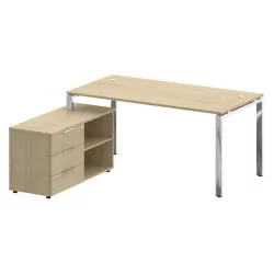 Стол рабочий руководителя с опорной тумбой левый METAL SYSTEM DIRECT БГ.СРТ-4.8 Л Акация Лорка