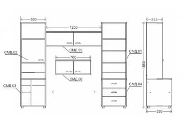 Навес междустоечный к СУТ.14 Modul 6 Клен Серый